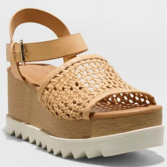 Universal Thread Alba Platform Memory Foam Heeled Sandals in Tan, US Women's 9 - Picture 2 of 9